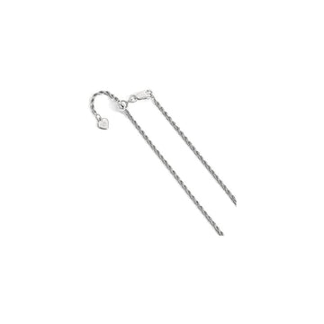 1.4MM Adjustable Rhodium Finished Rope Chain .925 Sterling Silver Sizes 22"